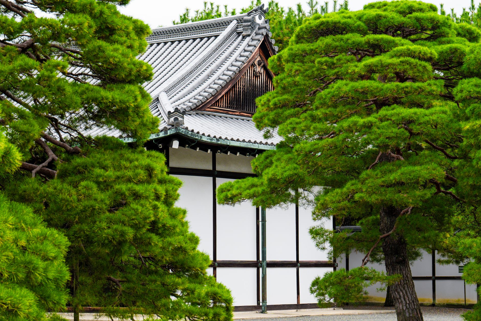 Traditional Japanese wooden temple garden veranda